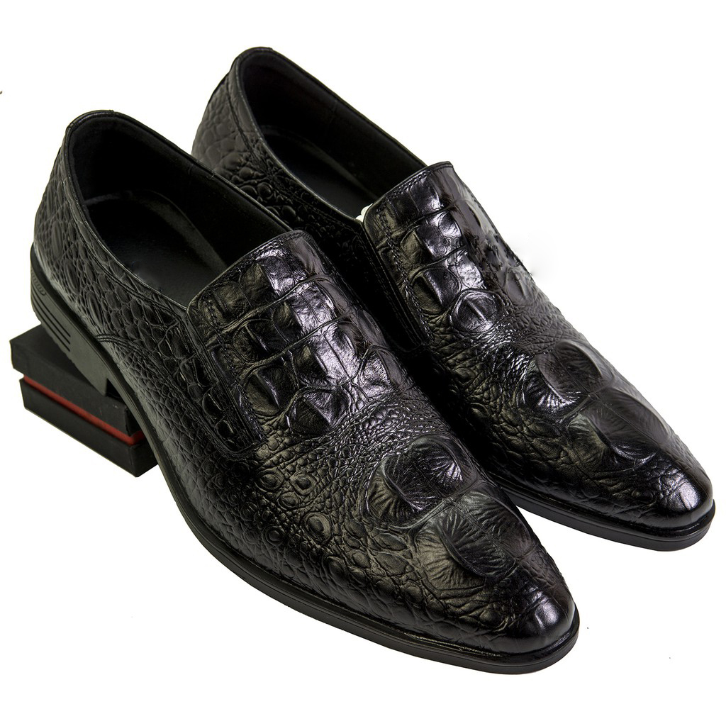 Giày Tây Công Sở Nam Da Bò Vân Cá Sấu ELMEE Mẫu Mới - Giày nam thời thượng - GLN023