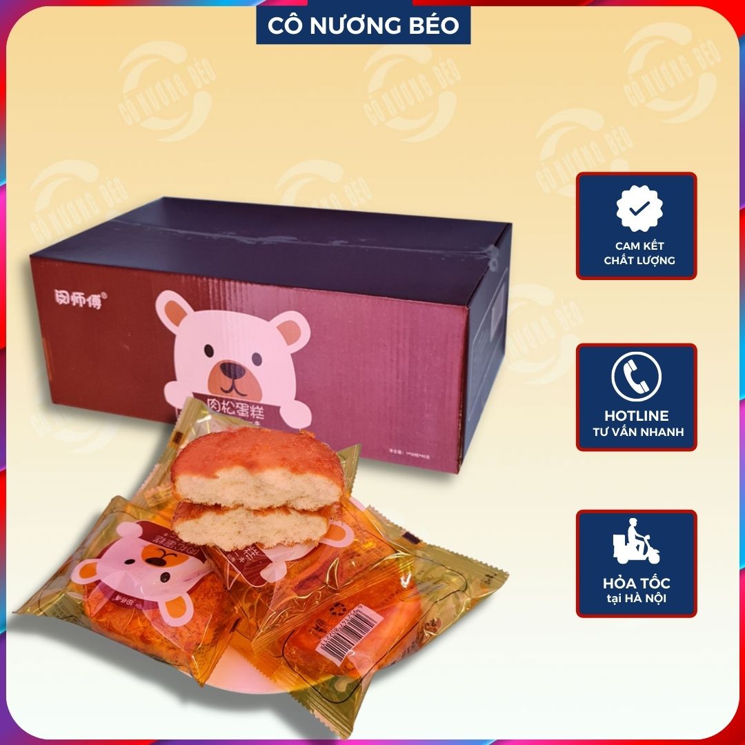 Bánh Ruốc Gấu nguyên hộp 30 chiếc - đồ ăn vặt cô nương béo