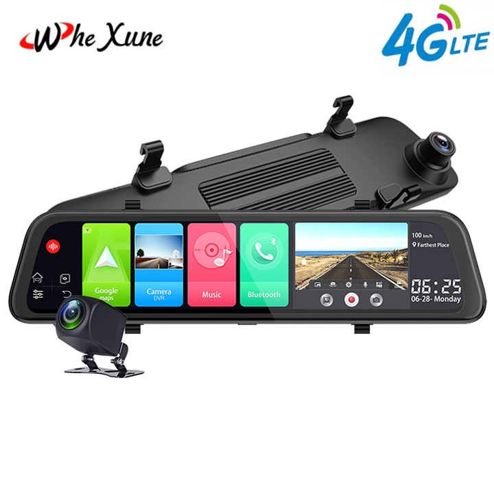 Camera hành trình gương ô tô cao cấp nhãn hiệu whexune d50, 4g, wifi, 12 inch, ram 2g, room 32g