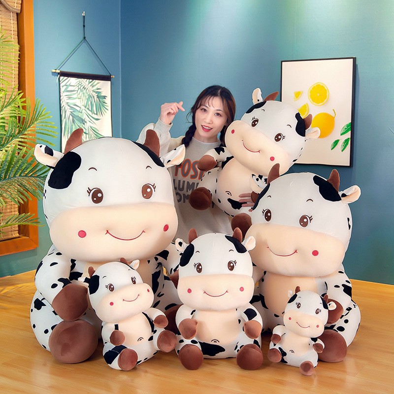 Gấu bông bò sữa ngồi, Gối ôm bò sữa ngồi,bò sữa nhồi bông, chất vải mềm mịn đủ size cho chị em lựa chọn.