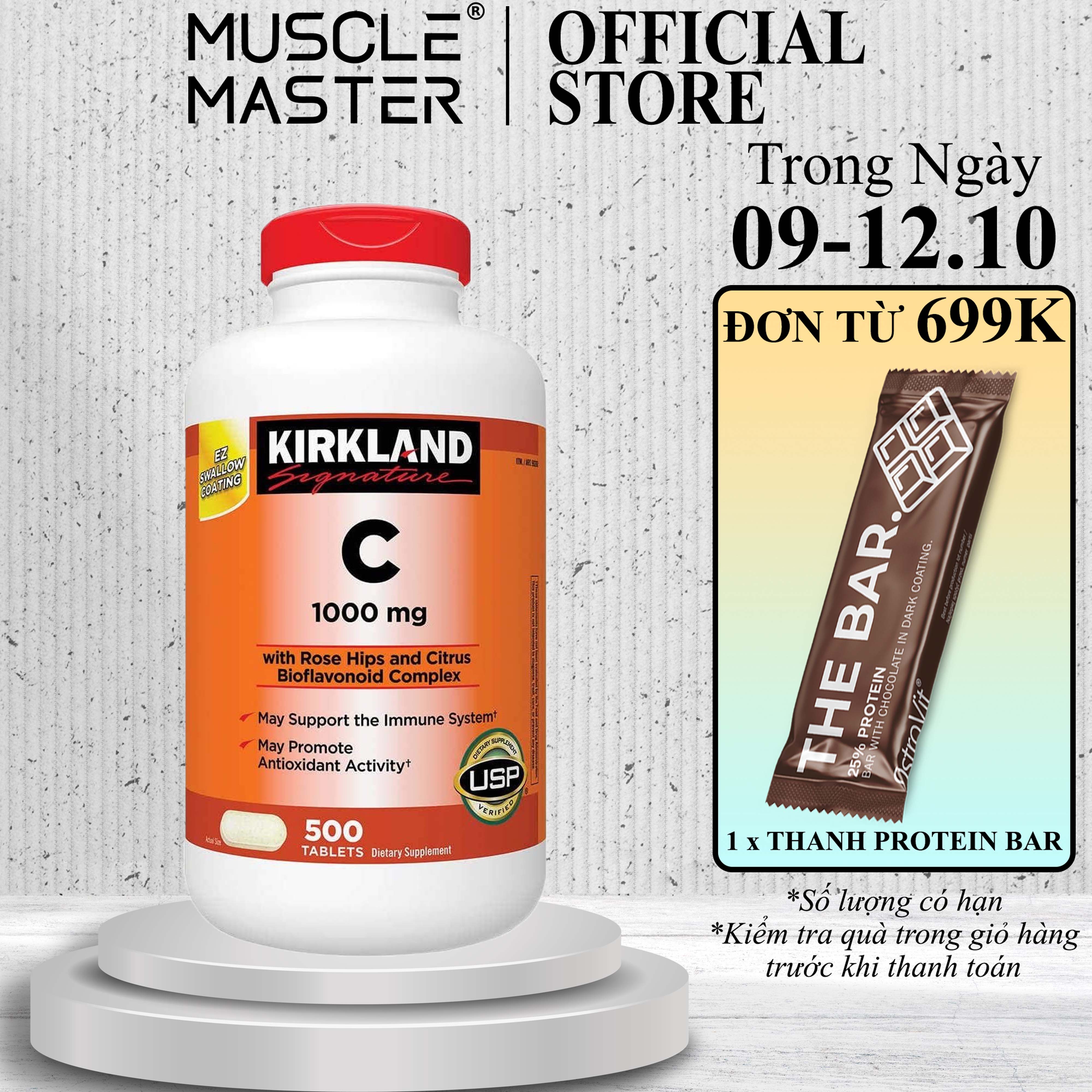 Viên Bổ Sung Kirkland Vitamin C 500mg, 1000mg - 500 viên