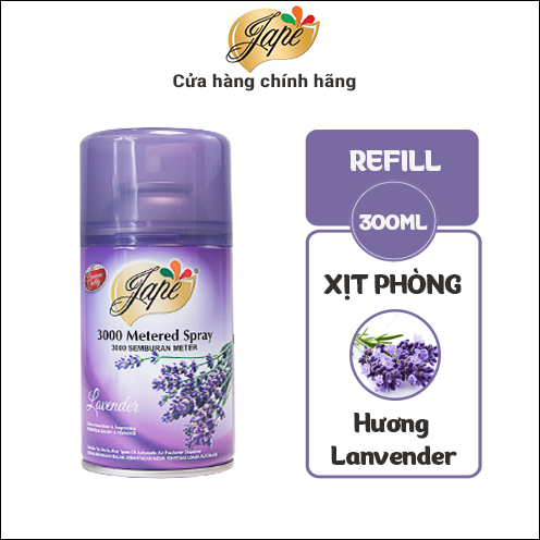 Nước hoa xịt phòng Jape hương Lavender 300ml (Ruột máy thay thế cho máy xịt phòng tự động)