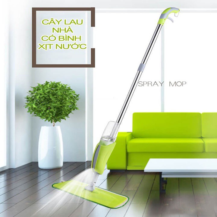 Chổi lau nhà sàn gỗ, Chổi lau tự vắt, Cây lau nhà kèm bình xịt nước thông minh Healthy Spray Mop - Thiết kế cao cấp