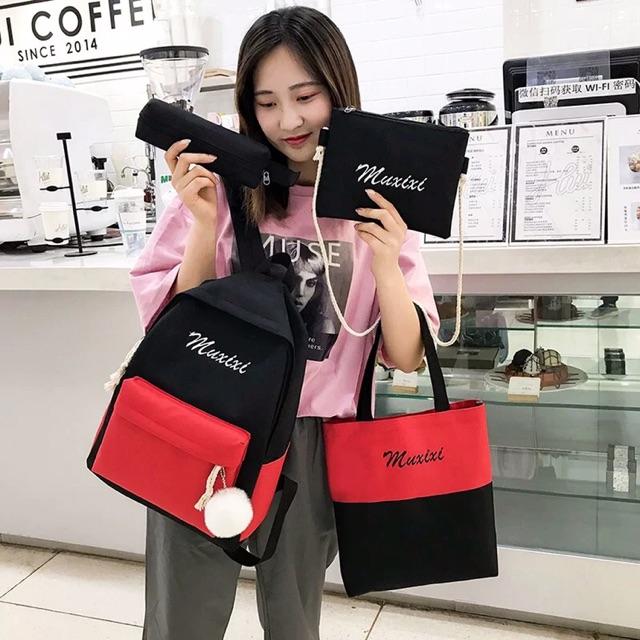 Set 4 món balo túi đeo vai đeo chéo kèm bóp đựng viết thời trang