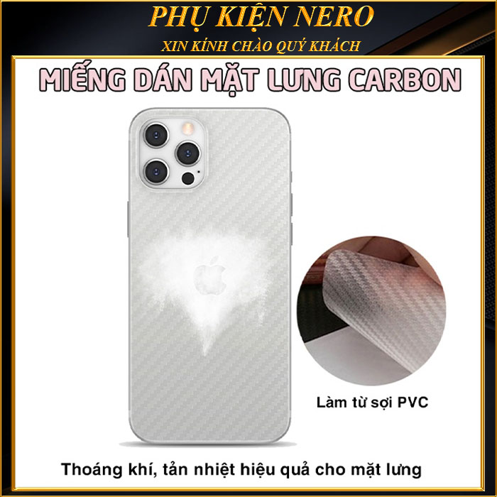 [TẶNG GIẤY LAU] Miếng Dán Mặt Lưng iPhone Cacbon/carbon Tản Nhiệt Thoáng Khí 6/6s/6plus/7/7plus/8/8plus/plus/x/xr/xs/11/12/13/pro/max