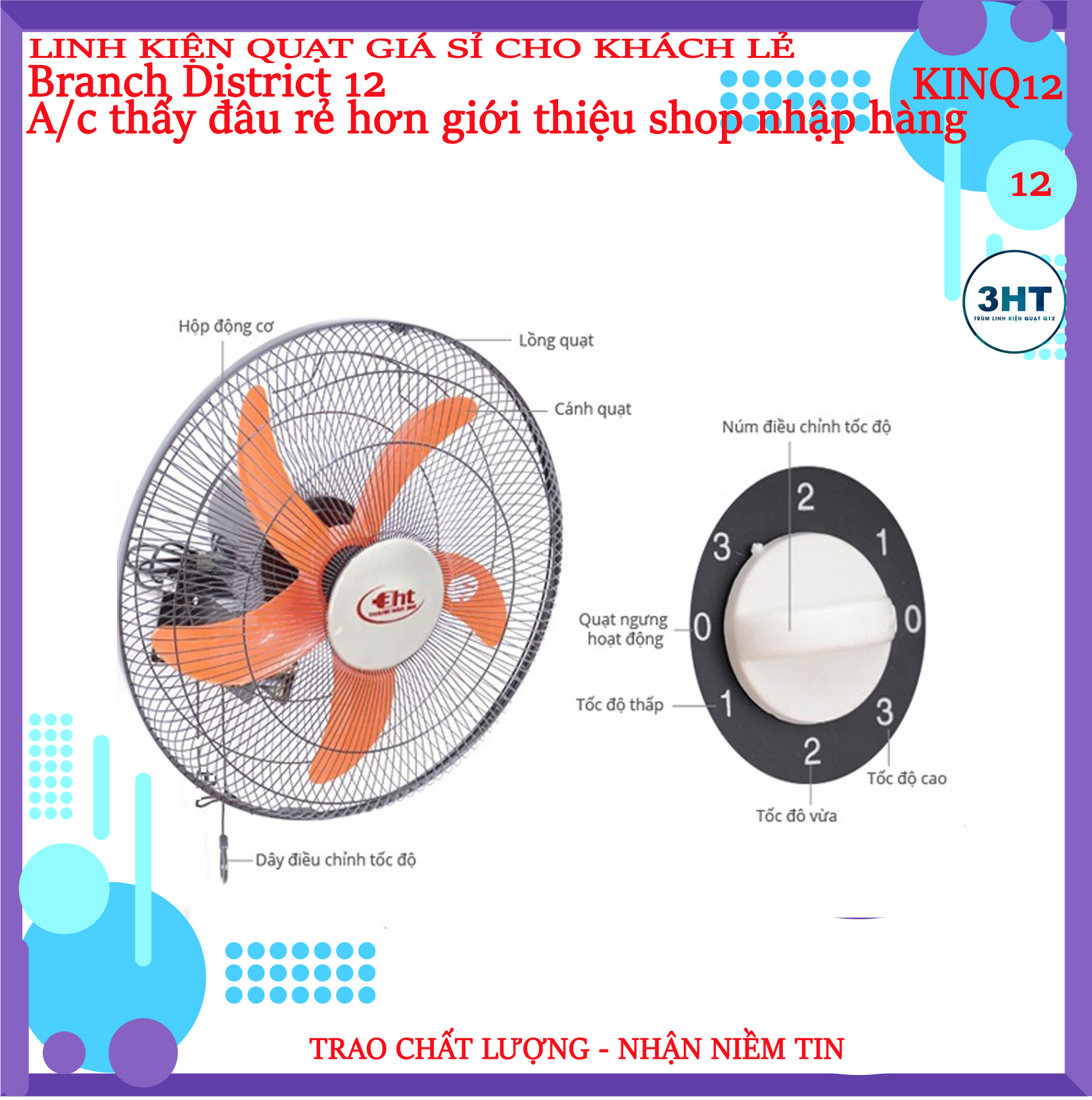 Quạt treo công nghiệp thân sắt 1 dây