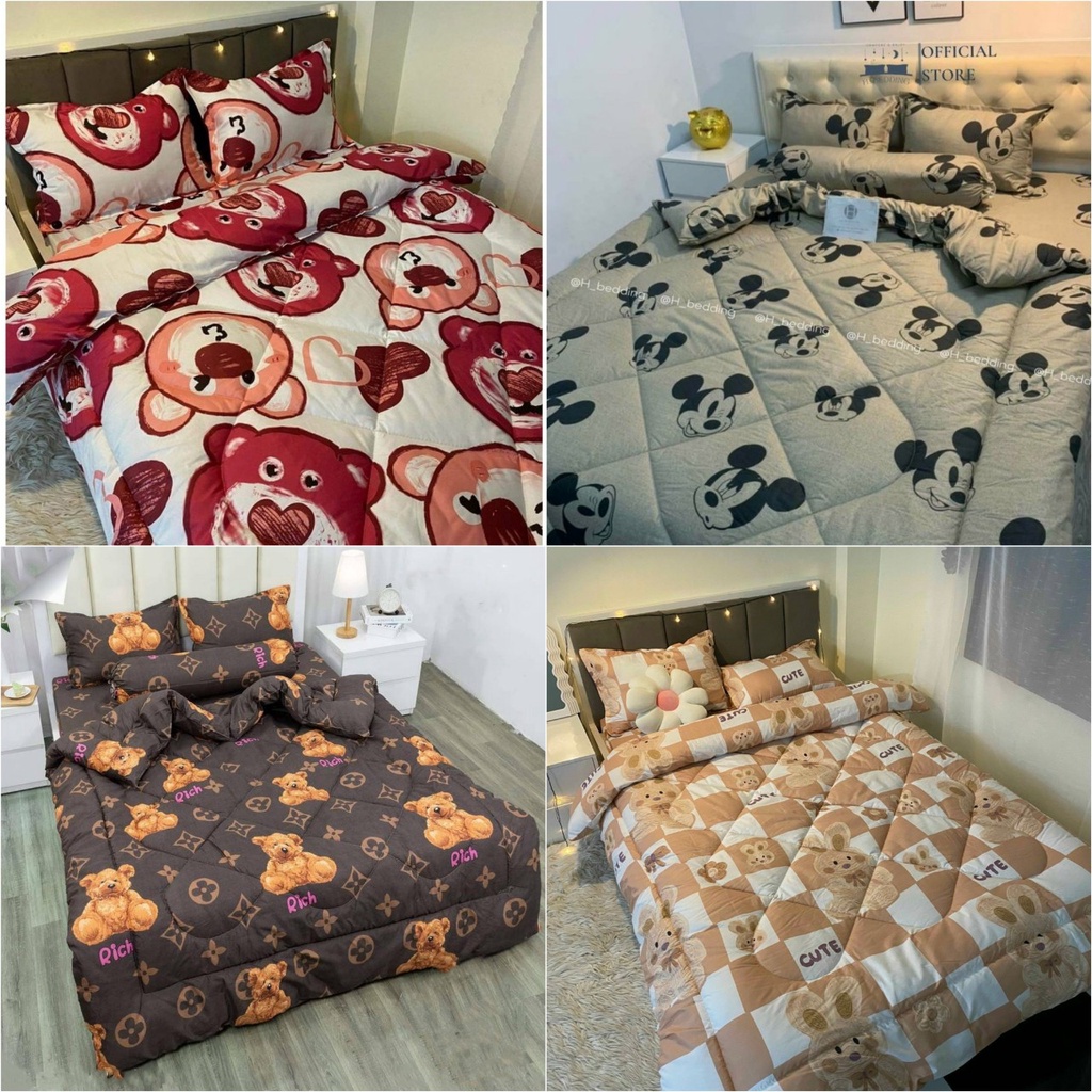 Bộ chăn phao,ga gối cotton poly,chăn mền đẹp,được chọn mẫu