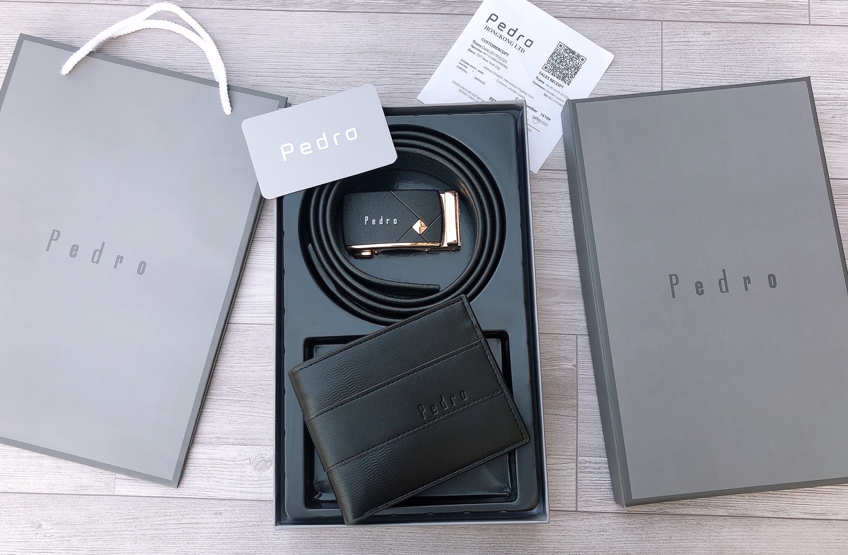 Bộ dây lưng + ví da pedro gold full hộp kèm túi xách