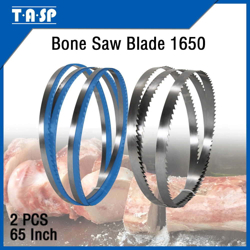 TASP, 2 Band Saw Blades 1650 x 15 x 0.65mm, Carbon Hack Saw Blades cho xương thịt đông lạnh từ gỗ sang kim loại-nhựa TPI 6