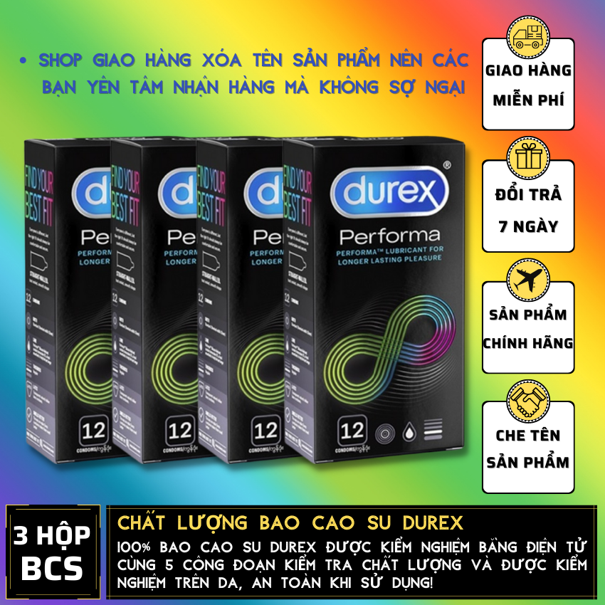 Bao cao su Durex Performa 12 bao | Bao Durex kéo dài thời gian, Latex tự nhiên. Bảo mật thông tin đơn hàng.