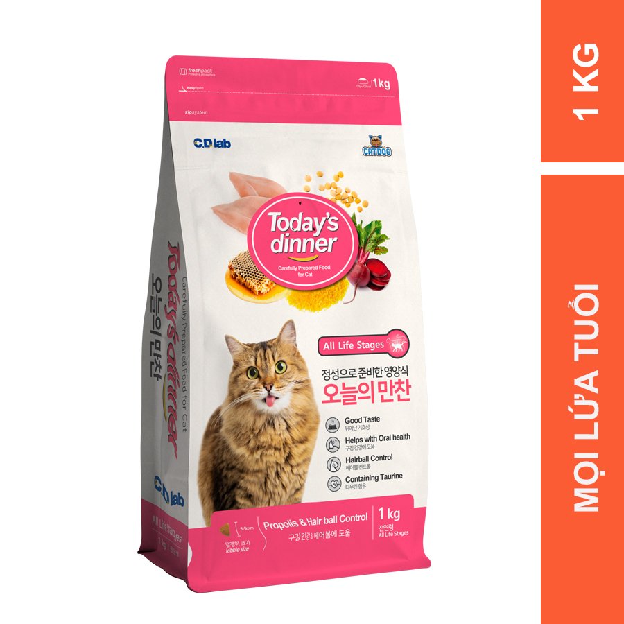 - Thức ăn hạt cho mèo mọi lứa tuổi Today's dinner 1KG