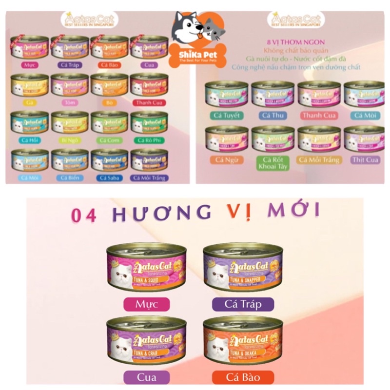 Thùng pate aatas 24 lon 80g mix vị cho mèo