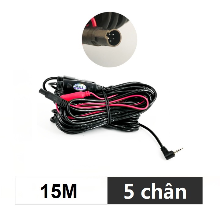 Dây tín hiệu kết nối camera hành trình và camera lùi, jack 2.5mm, 5 chân, dài 15m, PH-5P15B