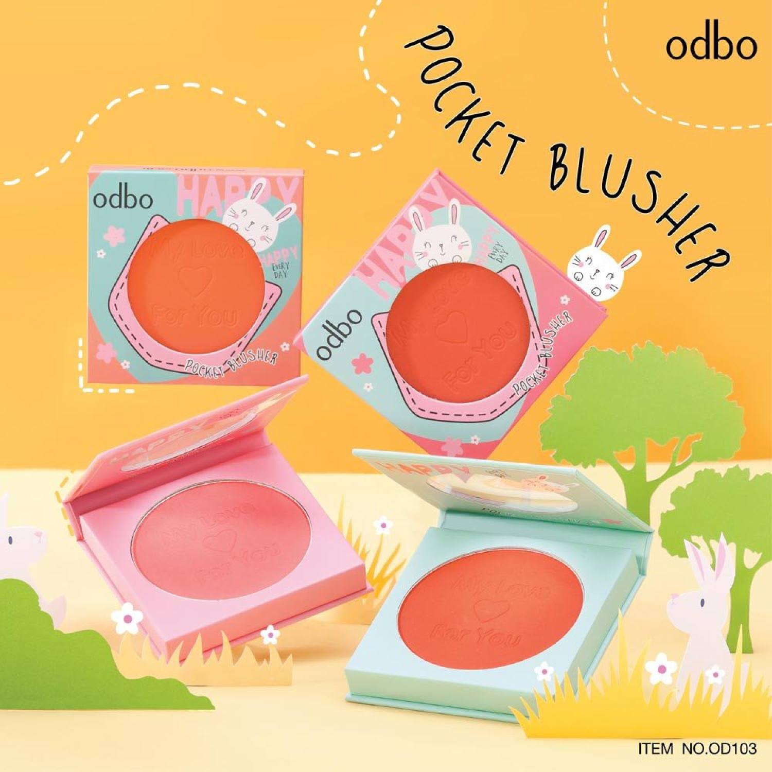 Phấn má hồng kết cấu lì , bền màu odbo pocket blusher od103