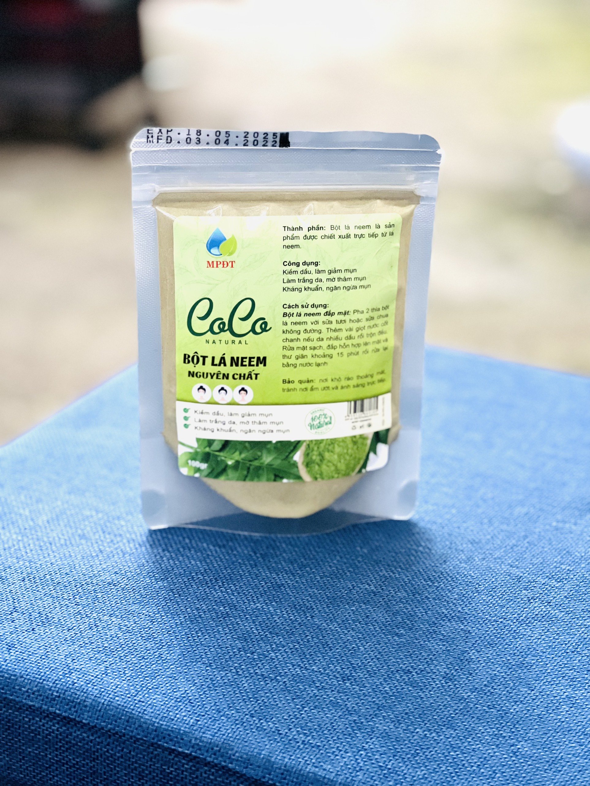 Bột lá neem Ấn Độ giảm mụn, trắng da, mờ thâm hàng handmade