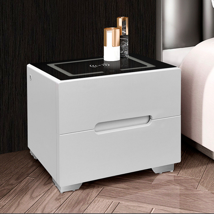 ( CHÍNH HÃNG GIẢM SÂU ) Tủ đầu giường thông minh hiện đại 2 ngăn  giá rẻ kèm đèn led + sạc điên thoại không dây