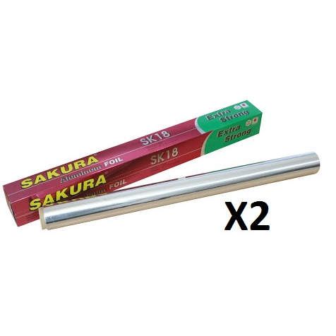 Combo 2 cuộn giấy bạc nướng thực phẩm sakura sk18 45cm x 7.6m