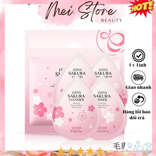 [GIẢM 5% ĐƠN 129K]Bộ 4 Gói Mỹ Phẩm Dưỡng Da Dùng Thử LAIKOU Sakura Làm Sáng Mặt Làm Mờ Vết Thâm 2g