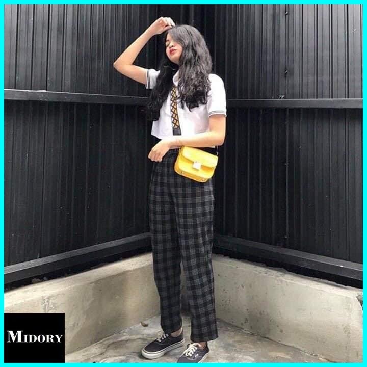 Quần caro Quần kẻ caro Quần quần hè Plaid pants