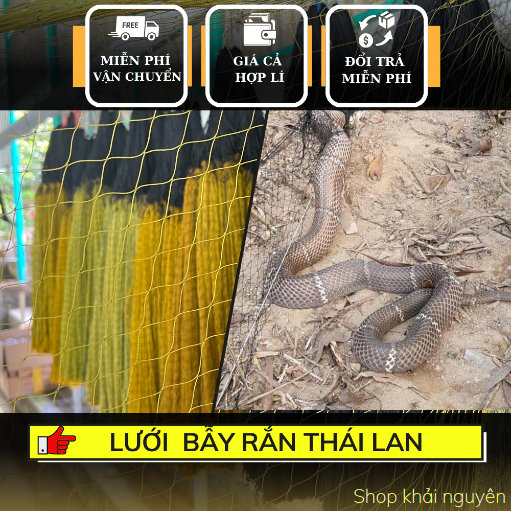 Lưới bẫy rắn mắt 4p lưới dù thái siêu bền một tay dài 10m bẫy rắn từ 500gr đến 2kg