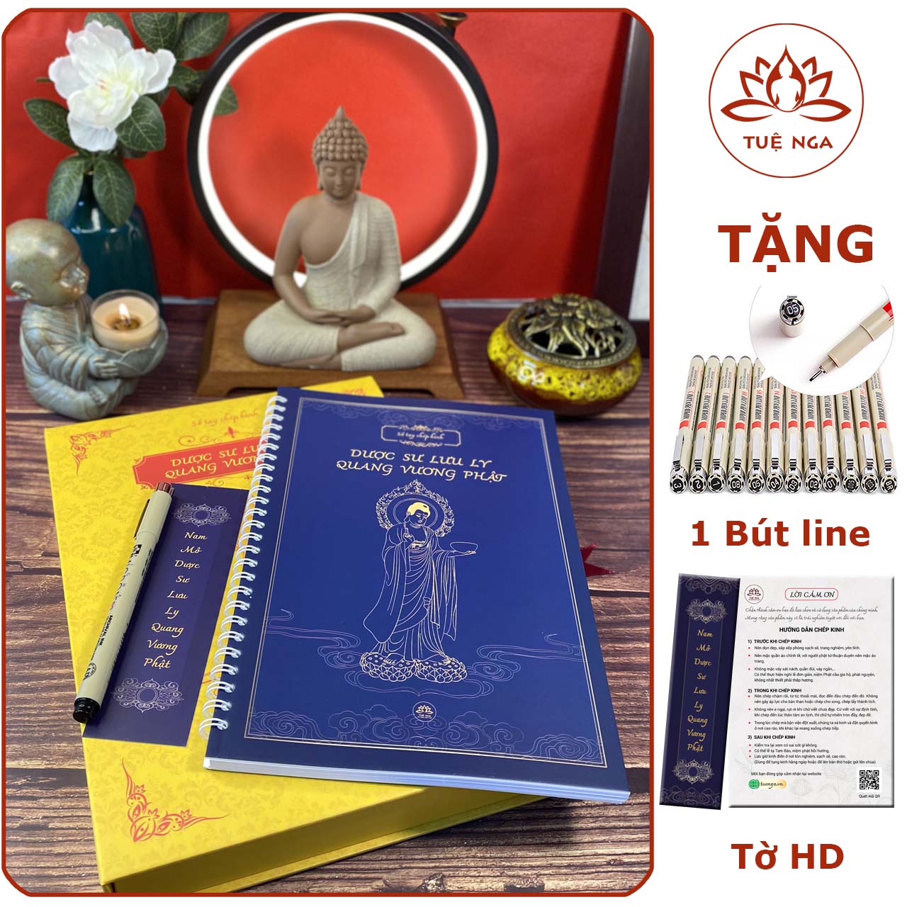 Sổ tay chép dược sư lưu ly quang vương phật in mờ - tuệ nga