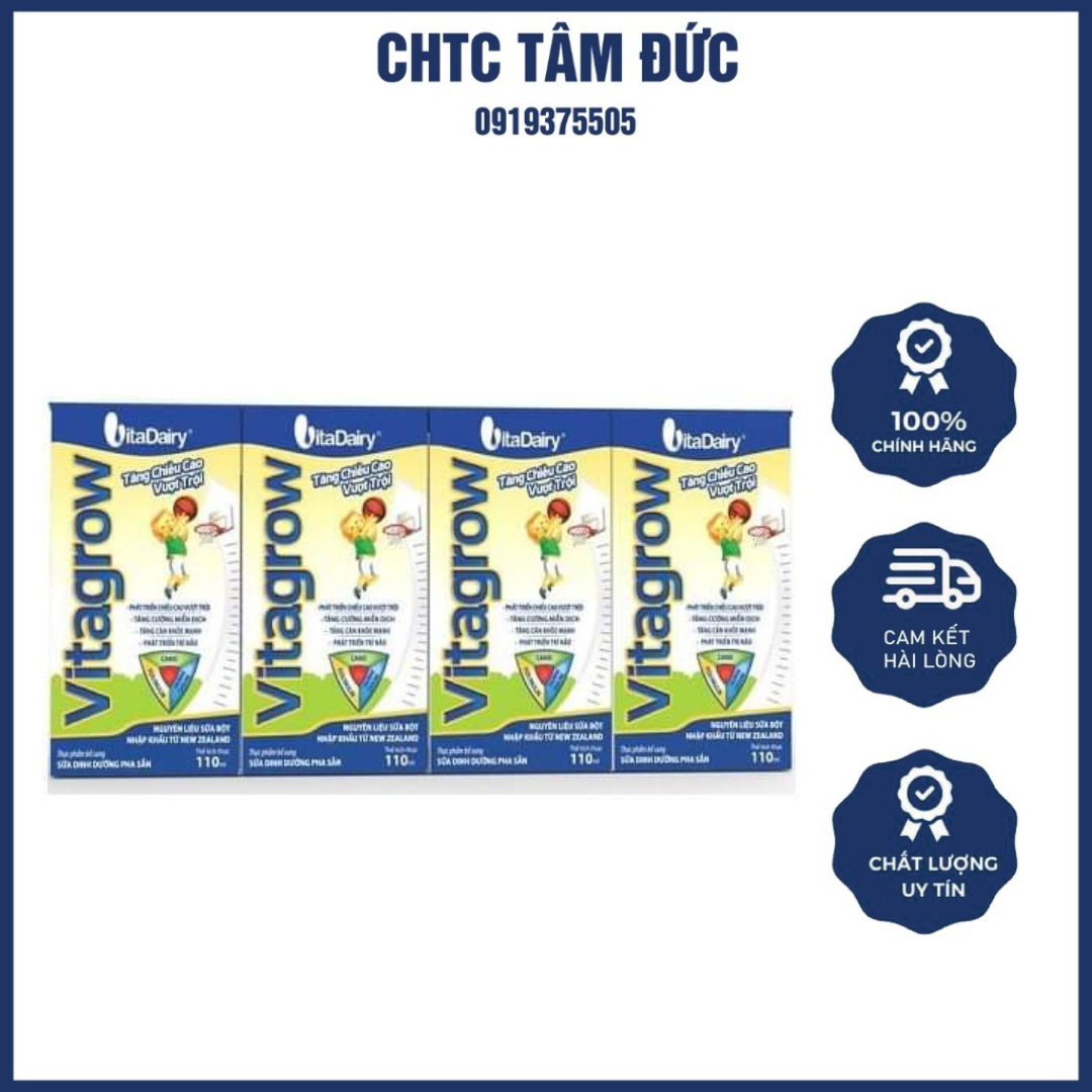 (Tích app đổi quà)Thùng Sữa Vitagrow Vitadairy 110ml Hỗ Trợ Tăng Chiều Cao Vượt Trội Cho Trẻ