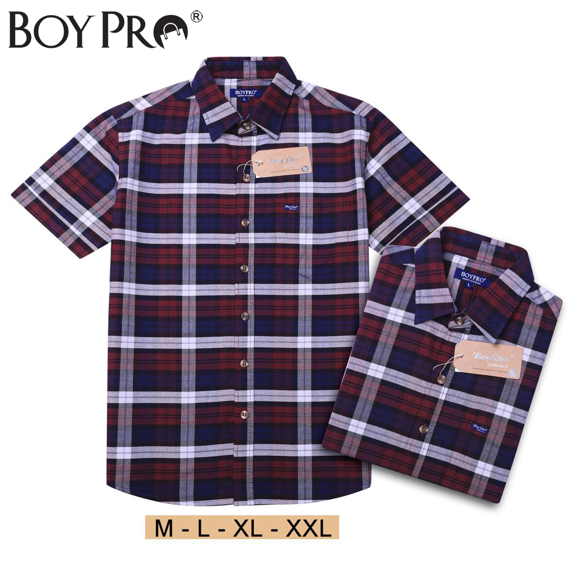[MUA 2 GIAM 10K 3 GIAM 25K] Áo Sơ Mi Nam Sọc Caro Boypro Cao Cấp BP003 Sọc Đỏ Xanh