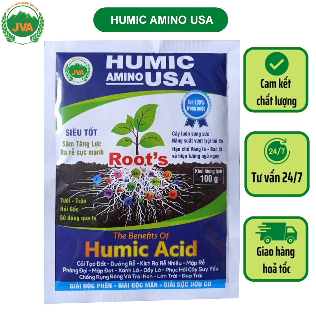 Phân bón humic amino usa 100g kích rễ tăng trưởng cây jva20 vietnhat
