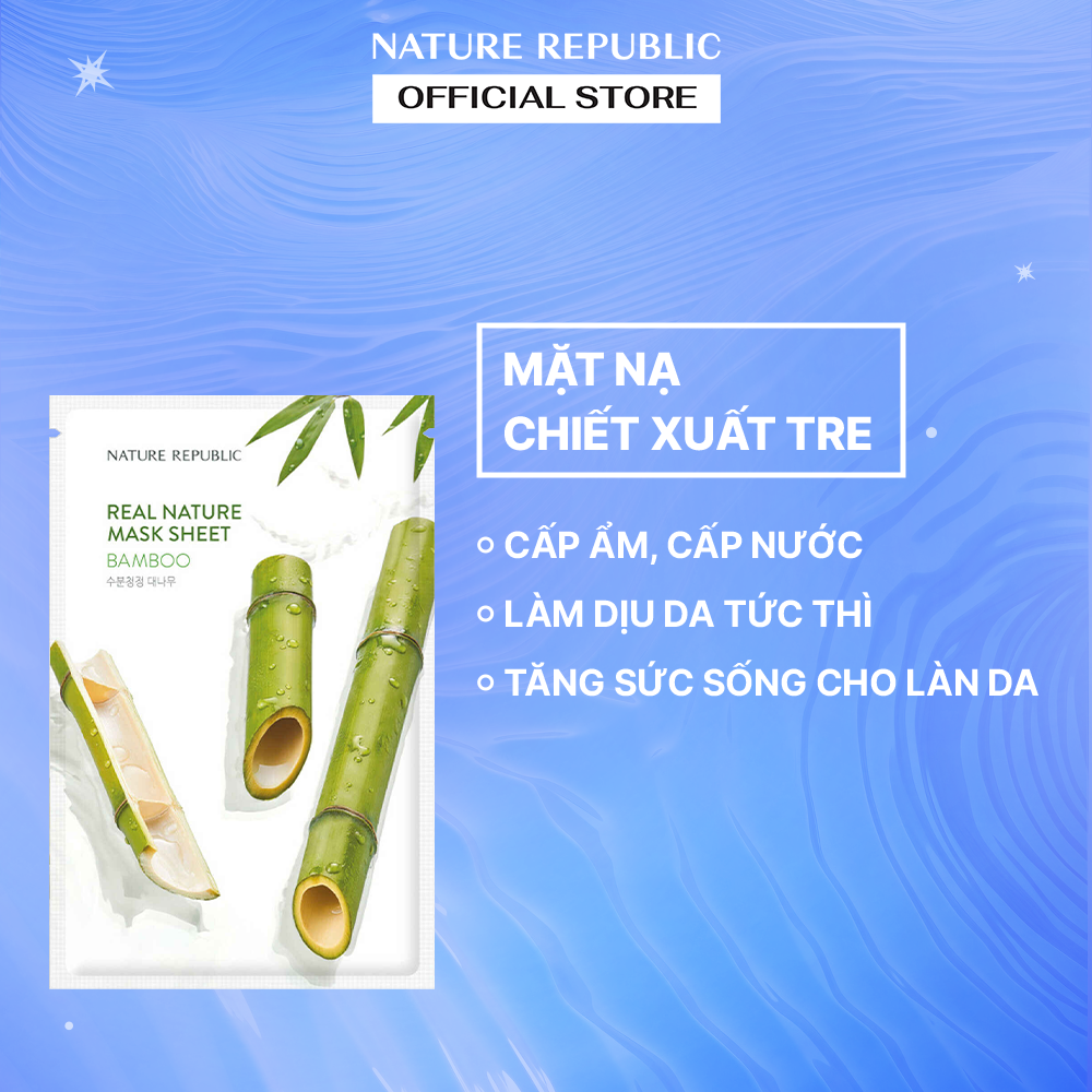 Nature Republic Mặt nạ giấy dưỡng ẩm, cấp nước cho da Real Nature Bamboo Mask Sheet 23ml