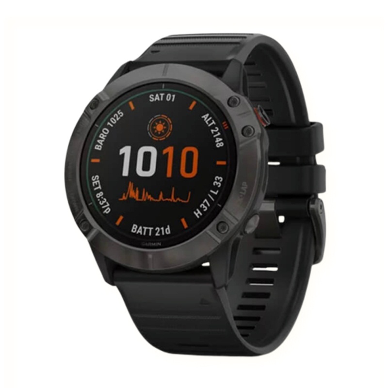 ĐỒNG HỒ THÔNG MINH GARMIN FENIX 6X (TITANIUM CARBON GRAY DLC WITH BLACK BAND, PRO SOLAR)