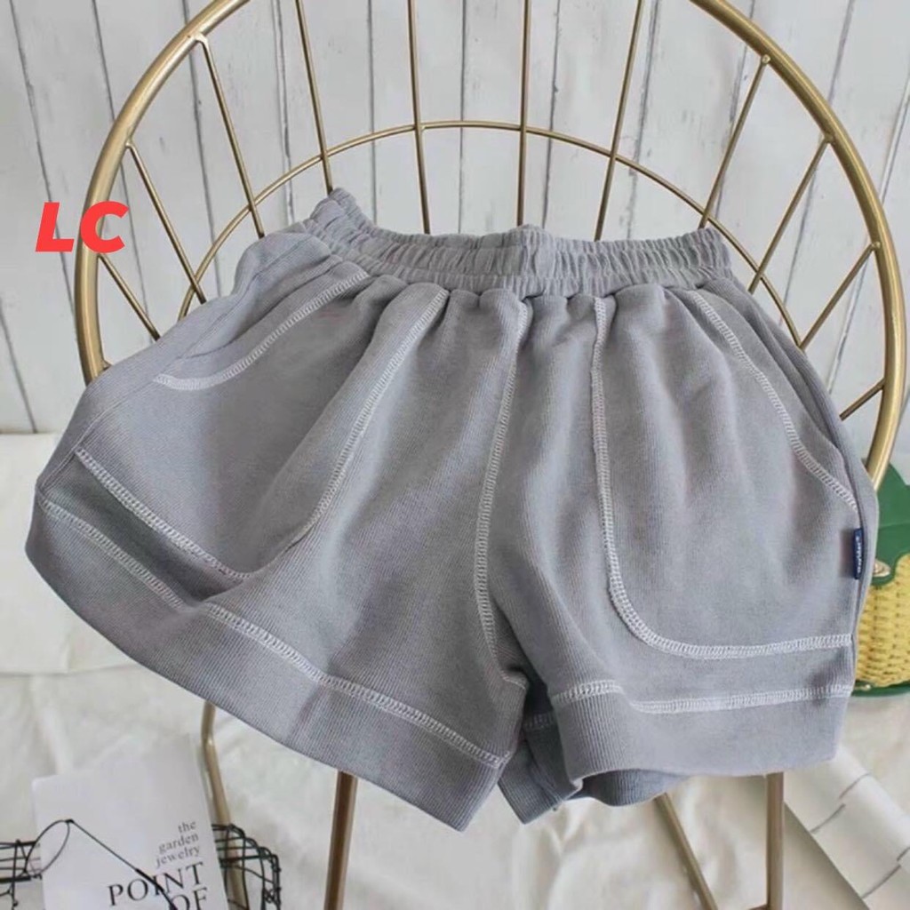 Quần short thêu chỉ nổi FREESHIP Quần short đùi chạy viền chỉ nổi thun trơn AD37