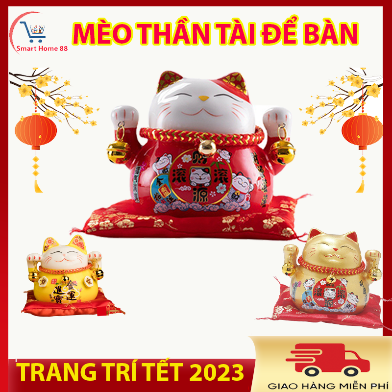 Mèo thần tài may mắn phát tài,mèo chiêu tài, phát lộc cho gia chủ chất liệu gốm sứ cao cấp, mèo thần tài để bàn làm việc ,trang trí phát lộc phát tài