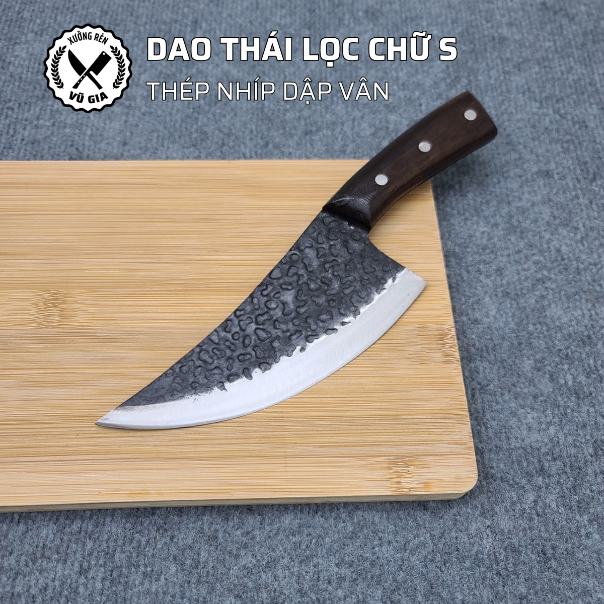 Dao thái lọc thịt siêu bén, rèn thủ công từ thép nhíp
