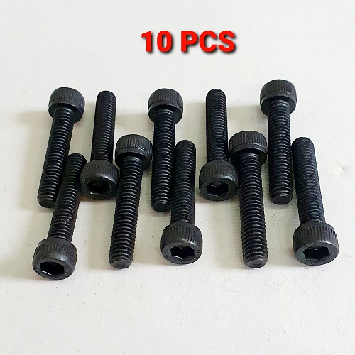 [HCM]Set 10 Bu Lông Thép Lục Giác Chìm Đầu Trụ 6mm x 30mm Độ Bền 12.9 Màu Đen