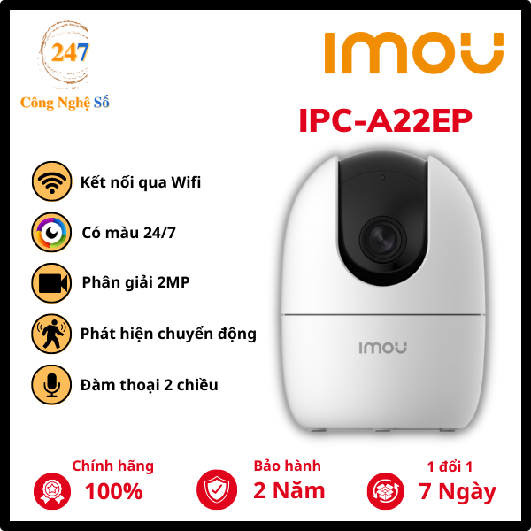Camera wifi trong nhà 2mp dahua imou ipc-a22ep công nghệ số 247
