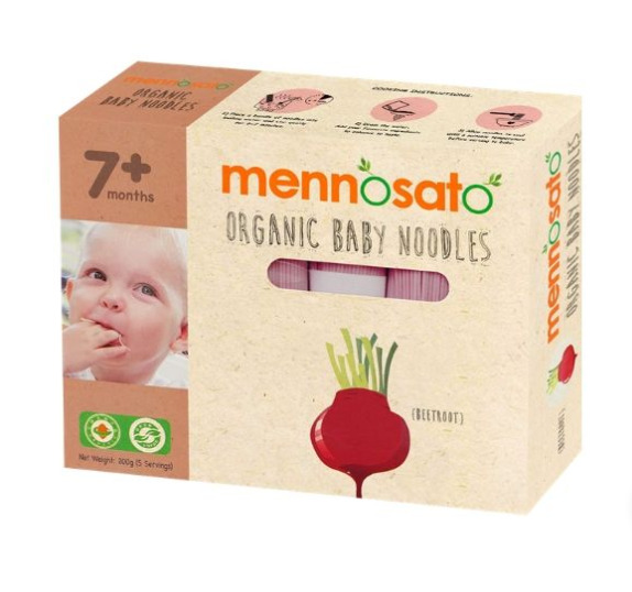 Mì sợi rau củ hữu cơ cho bé vị củ dền 200g MenNoSato