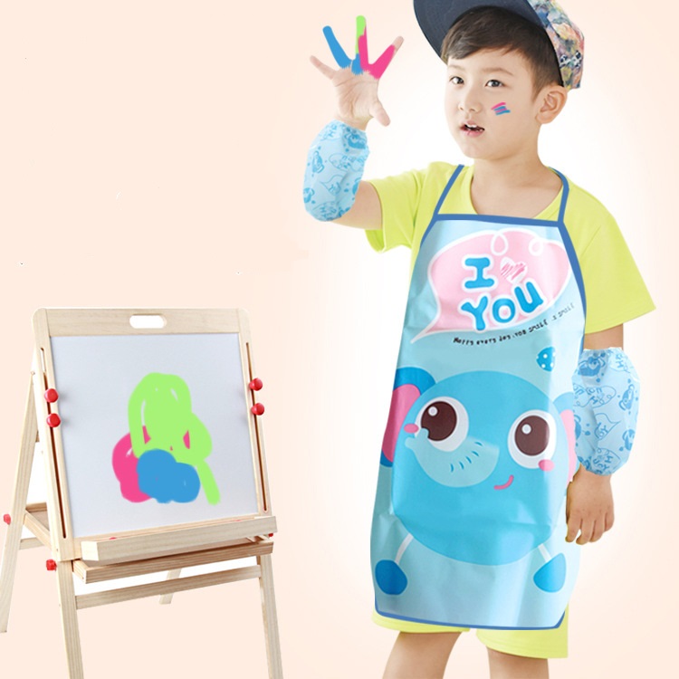 Tạp dề làm bếp cho bé, tạp dề học vẽ có bao tay cho bé