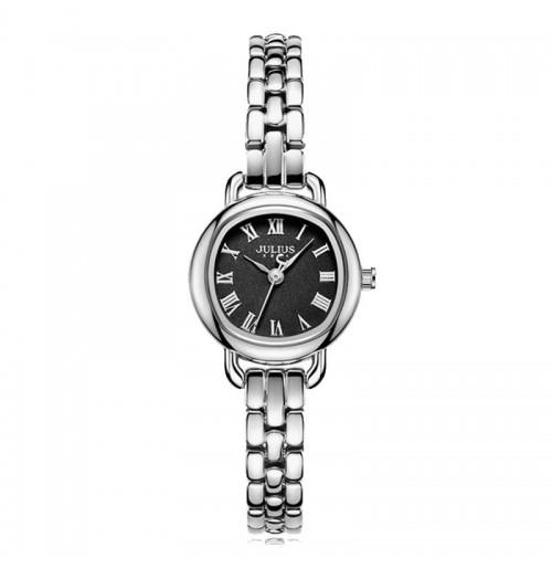 Đồng hồ nữ ja-1150b julius hàn quốc dây thép - bạc đen