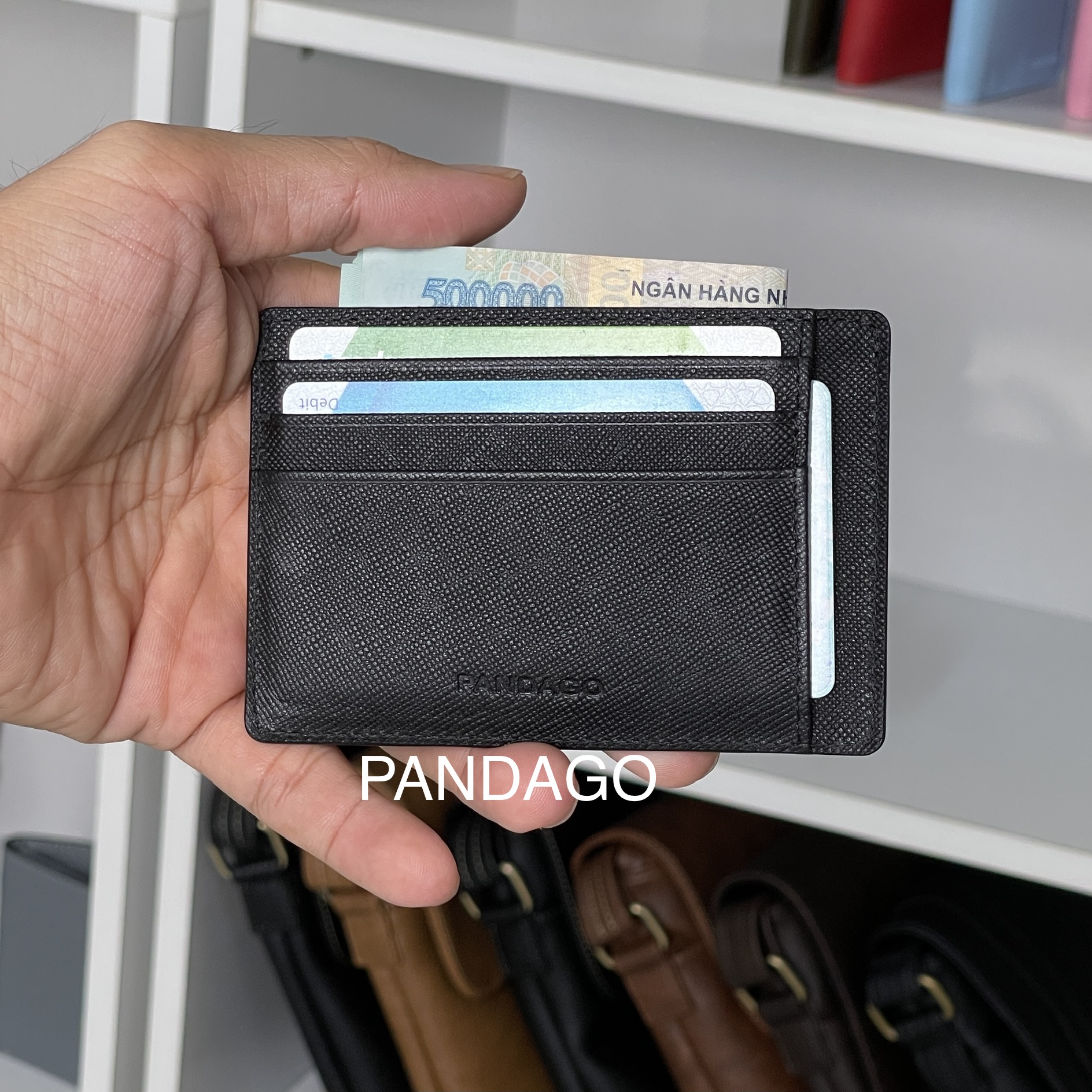 Ví card nam nữ pandago mini 05 cao cấp bỏ túi dễ thương nhỏ gọn da thật