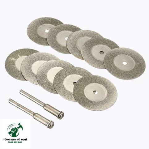 Bộ 10 lưỡi cưa lưỡi cắt kim cương đường kính 30mm kèm 2 trục cắt _tkdn