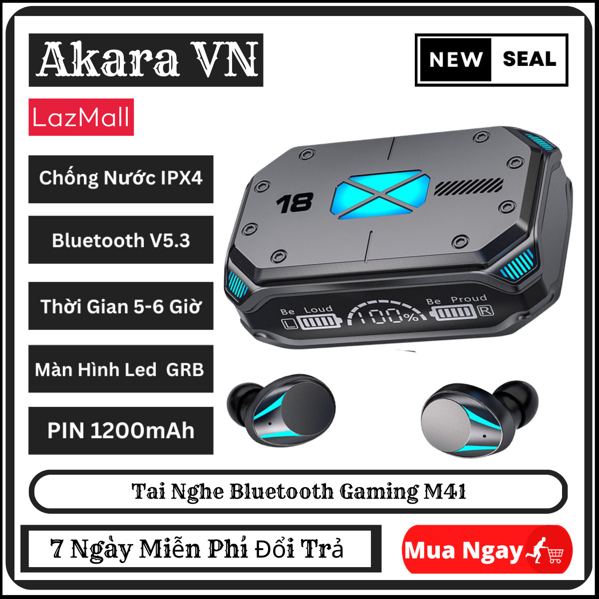 Tai Nghe Gaming M41 TWS , Tai Nghe Bluetooth Gaming M41 Màn Hình Led , M10 M19 M30 M38 M43 M88 M90 ,  Âm Thanh Nổi 9D , Âm Thanh Nổi HiFi Màn Hình LED , Bluetooth V5.3 , Hộp sạc 800mAh , chống Nước IPX5 , Hỗ Trợ Android & IOS .V.v...