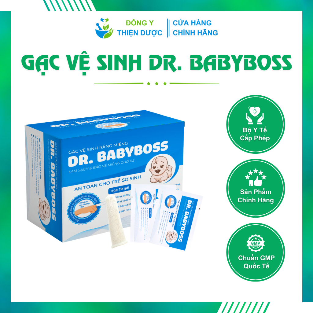 CHÍNH HÃNG - Gạc Vệ Sinh Răng Miệng DR. BABYBOSS - Làm Sạch Lưỡi, Nướu Và Loại Trừ Vi Khuẩn Trong Khoang Miệng Cho Bé