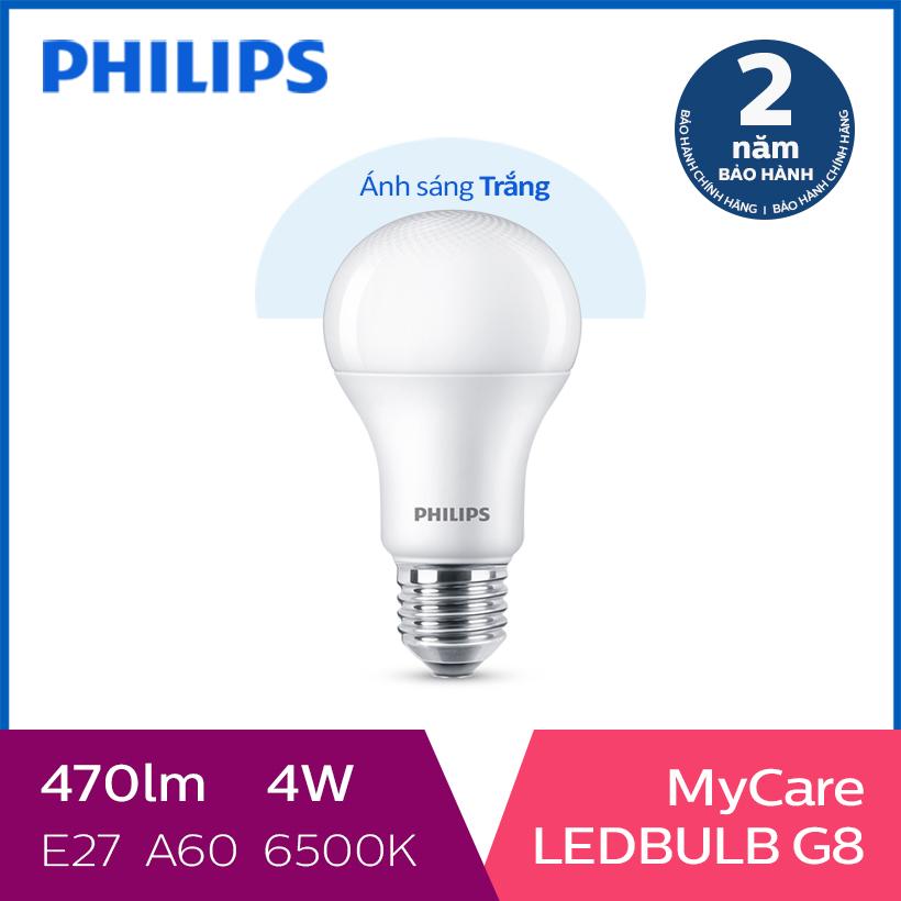 Bóng đèn philips led mycare 4w 6500k e27 a60