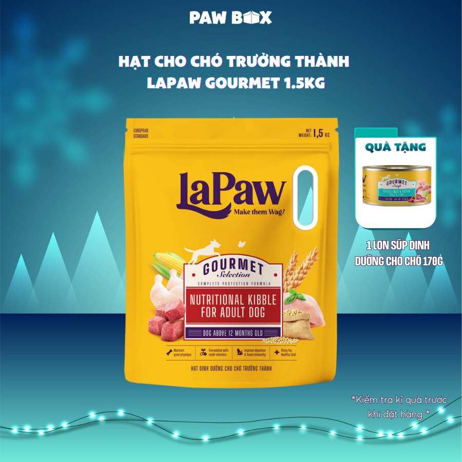 [MỚI] Hạt cho chó trưởng thành laPaw Gourmet hỗn hợp dinh dưỡng túi 1,2Kg/ 1.5Kg