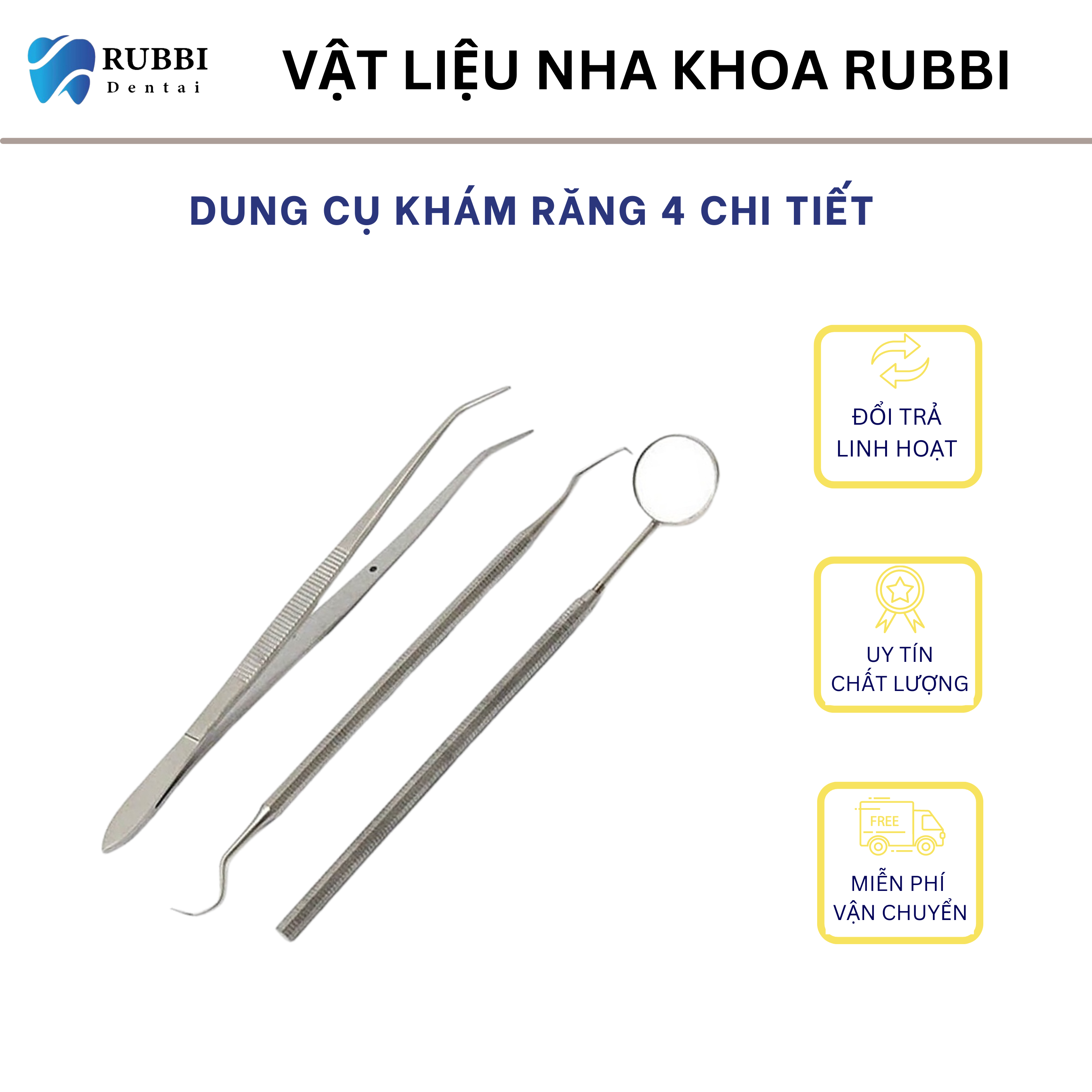 Dụng cụ khám răng 4 chi tiết dùng trong nha khoa