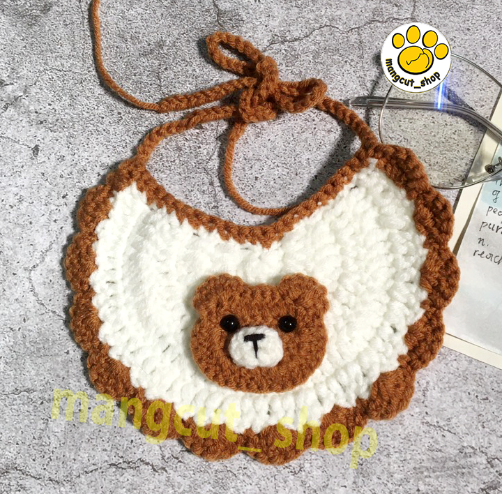 Yếm len gấu nâu đáng yêu cho thú cưng, Yếm len cho chó mèo