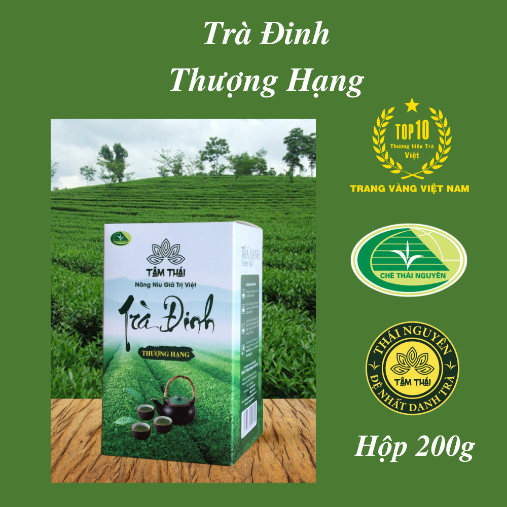 Trà Đinh Thượng Hạng Thái Nguyên Hộp 200g - Trà Xanh Tâm Thái - Trà Đinh Ngọc Tân Cương Thái Nguyên