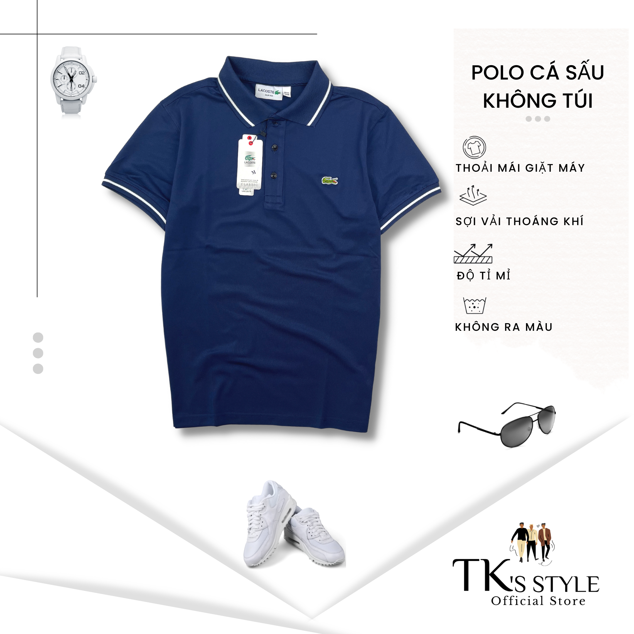 Áo thun Polo Nam vải cá sấu ca giãn 4 chiều VNXK tay ngắn