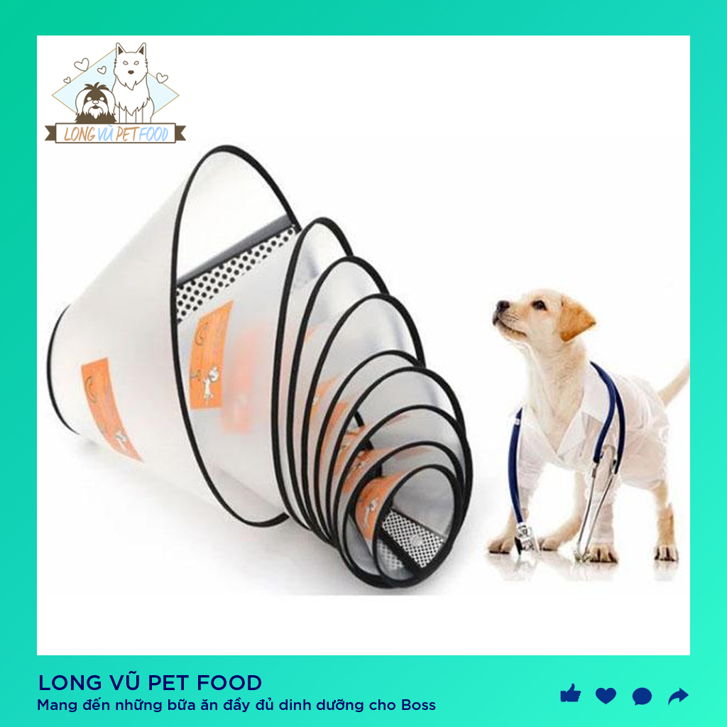 Vòng loa đeo cổ chống liếm, chống cắn bậy cho thú cưng chó mèo - Vòng chống liếm cho chó mèo - Long Vũ Pet Food