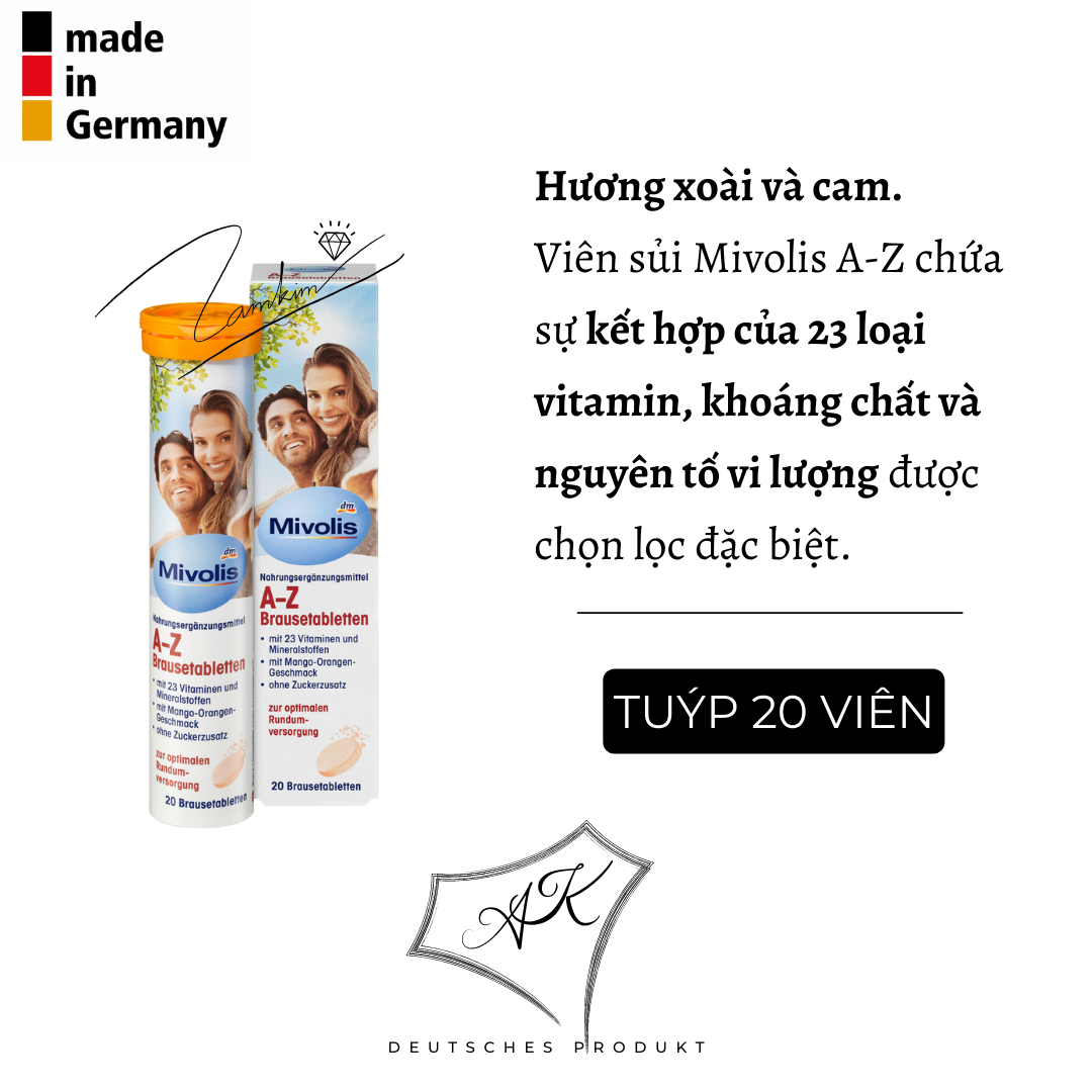 Viên sủi Mivolis hỗ trợ hệ miễn dịch- nội địa Đức - tuýp 20 viên
